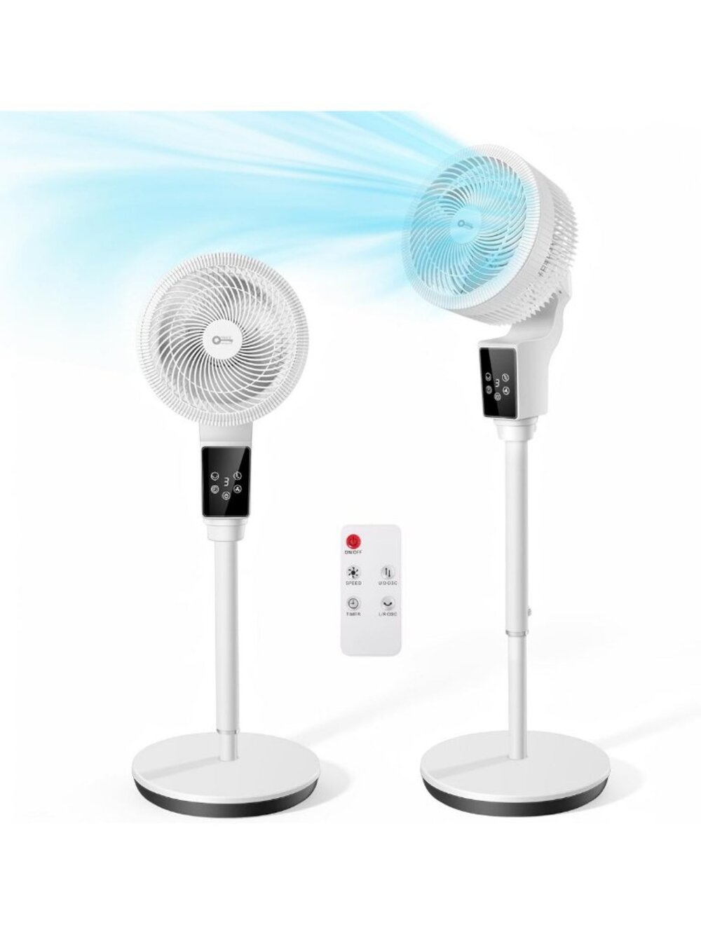 360° Oscillating Air Circulator Pedestal Fan - Adjustable Height 43.3” for Home